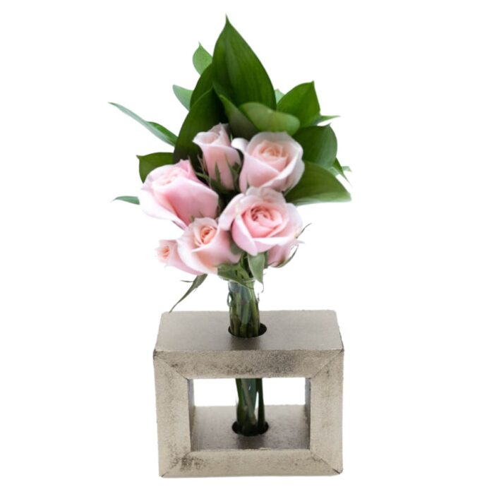 Cubo Dourado com Flores Rosa - Nicki - Imagem 1