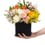 Flores Coloridas em Caixa - Ambre <br><b>(Entrega expressa)</b>