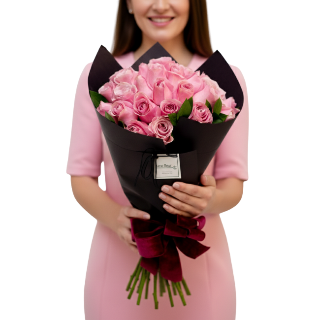 Arranjo de Rosa Cor-de-Rosa em Vaso – Alina