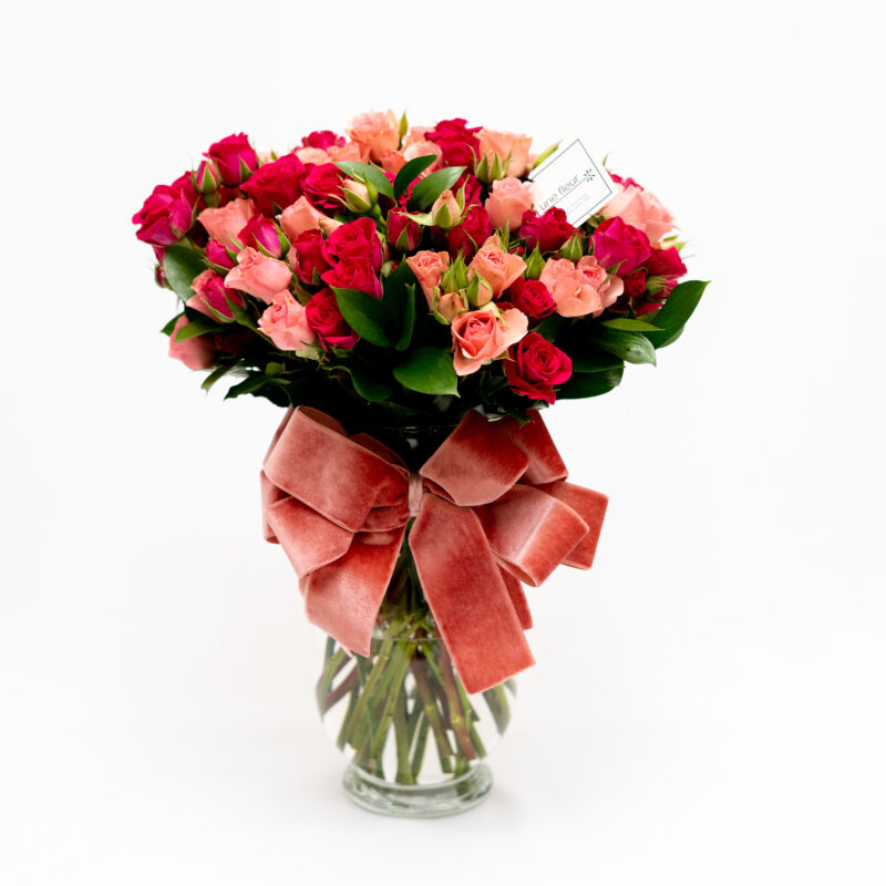 Arranjo de Rosa Spray Pink e Rosa em Vaso Angeline