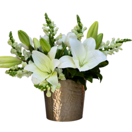 Lirios Brancos – Vaso Dourado Milla