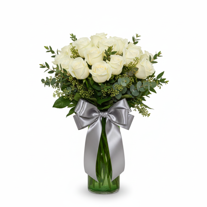 Rosas Brancas em Vaso Verde - Maelle - Imagem 4