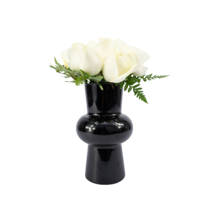Rosas Brancas em Vaso Preto - Cupi