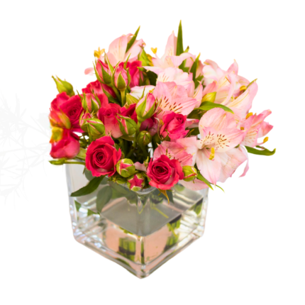 Flores Pink em Vaso - Luv
