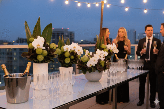 Orquídeas brancas e folhagens tropicais em Vaso Polonês - Alicja - Imagem 3