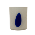 Vaso feito artesenalmente com vidro tradicional polonês com detalhe azul cobalto