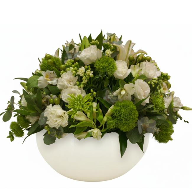 Ano novo 2025 (2) Centro de Mesa Verde e Branco Elegance | Arranjo Sofisticado para Festa - Imagem 1