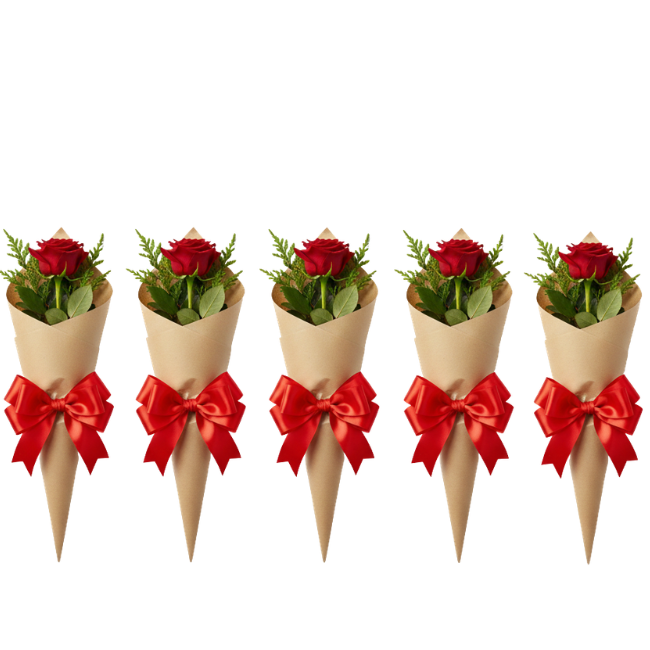 Rosa única premium em cachepô branco minimalista, ideal para brinde corporativo de Dia da Mulher em São Paulo.