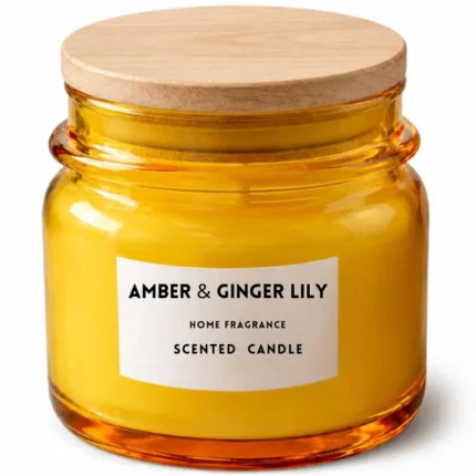 Vela Aromática Âmbar e Lírio de Gengibre no Pote Ambarino